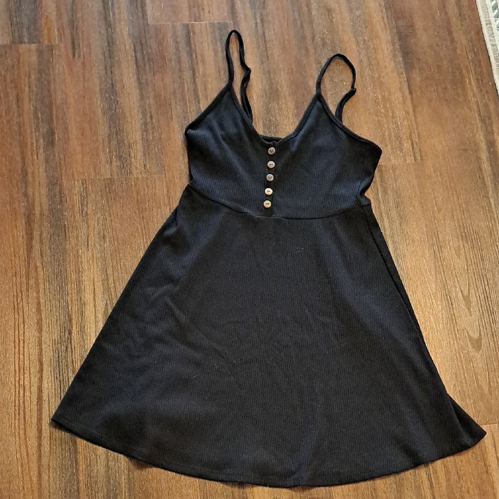 Streetwear Society Black Ribbed Button-Front Camisole Dress
